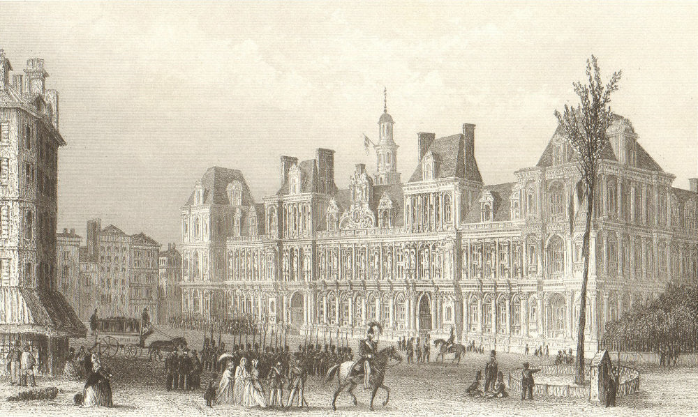 PARIS. The Hotel de Ville. BICKNELL 1845 old antique vintage print picture